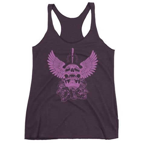 Women's Plumb Rose Skull Racerback Tank