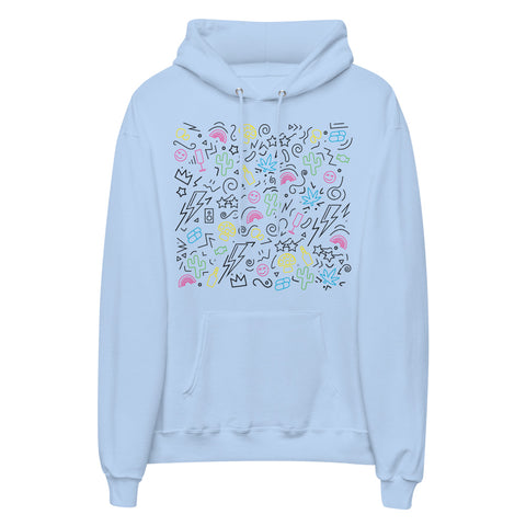 Indulge Neon Black Scribbles Unisex Eco-Friendly Fleece Hoodie