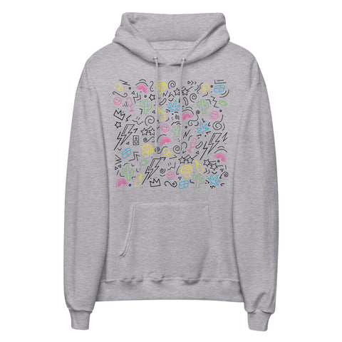 Indulge Neon Black Scribbles Unisex Eco-Friendly Fleece Hoodie