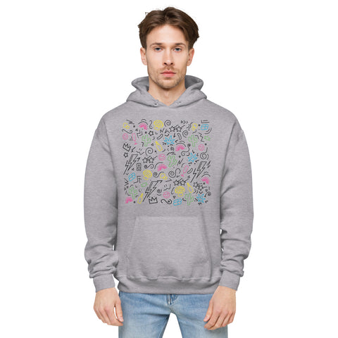 Indulge Neon Black Scribbles Unisex Eco-Friendly Fleece Hoodie