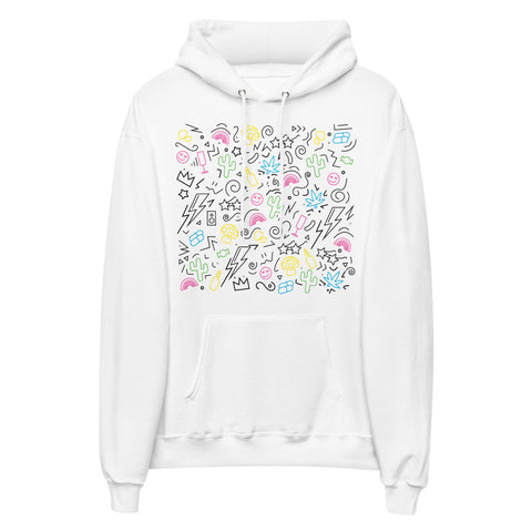 Indulge Neon Black Scribbles Unisex Eco-Friendly Fleece Hoodie