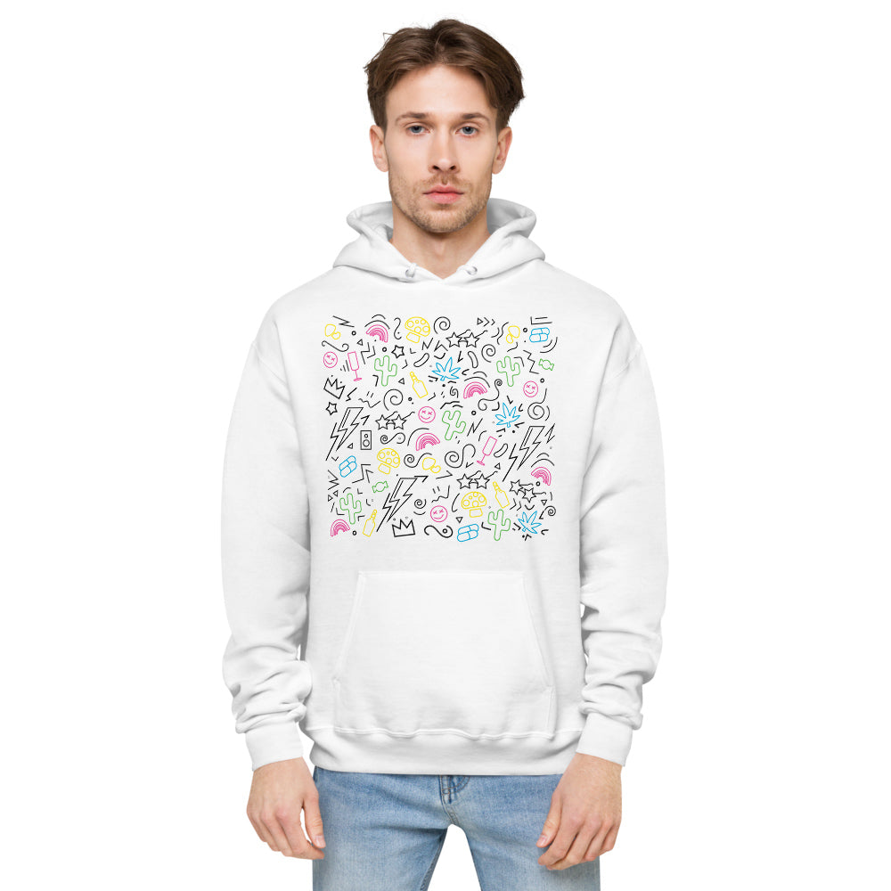 Indulge Neon Black Scribbles Unisex Eco-Friendly Fleece Hoodie